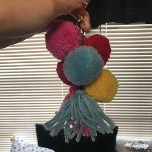 trendy tassel fuzzy ball keychain